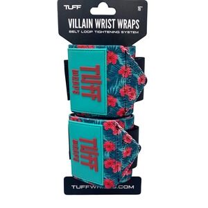 TUFF Villain Wrist Wraps 16 Inch Loop Tightening System Hawaiian Tropical Floral